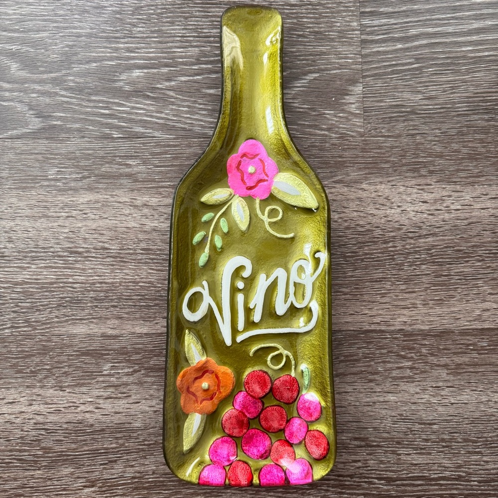 Decorative Olive Green Wine Bottle Accent
